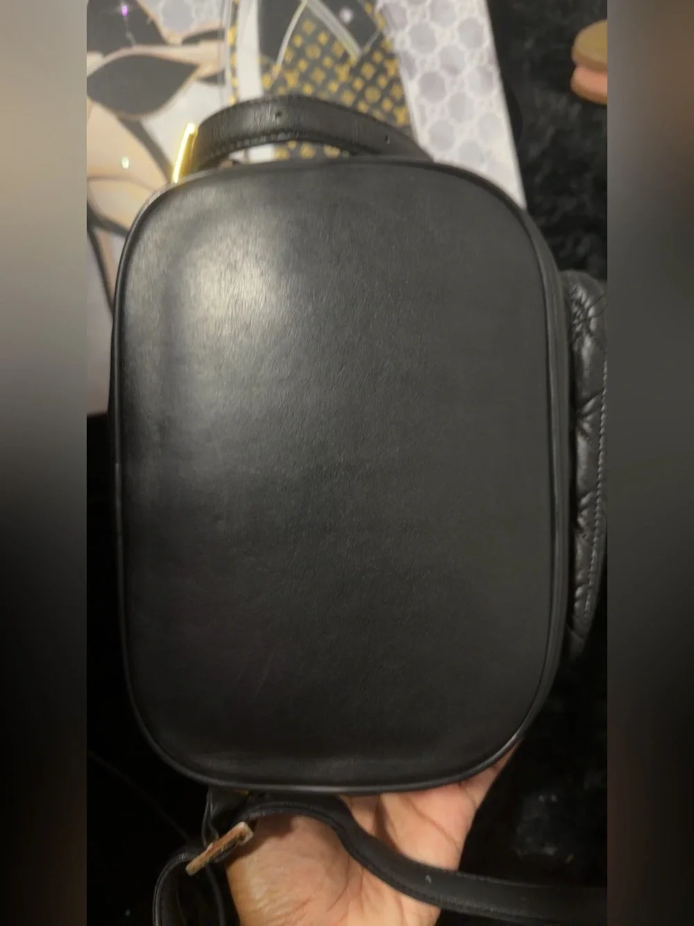 MCM Black Quilted Leather Backpack with Gold Hardware Accents